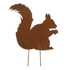 PARIS PRIX - Décoration de jardin "écureuil" 38cm marron rouille