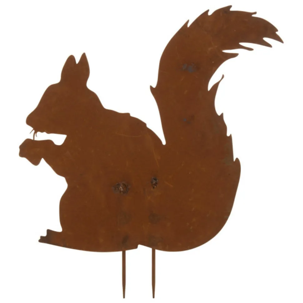PARIS PRIX - Décoration de jardin "écureuil" 70cm marron rouille