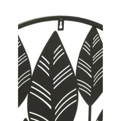 PARIS PRIX - Décoration murale en métal "feuilles" 60cm noir
