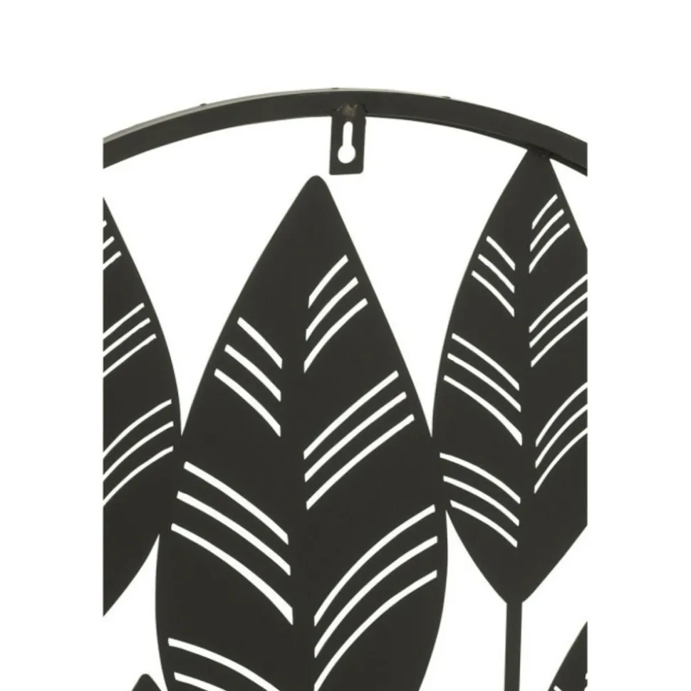 PARIS PRIX - Décoration murale en métal "feuilles" 60cm noir