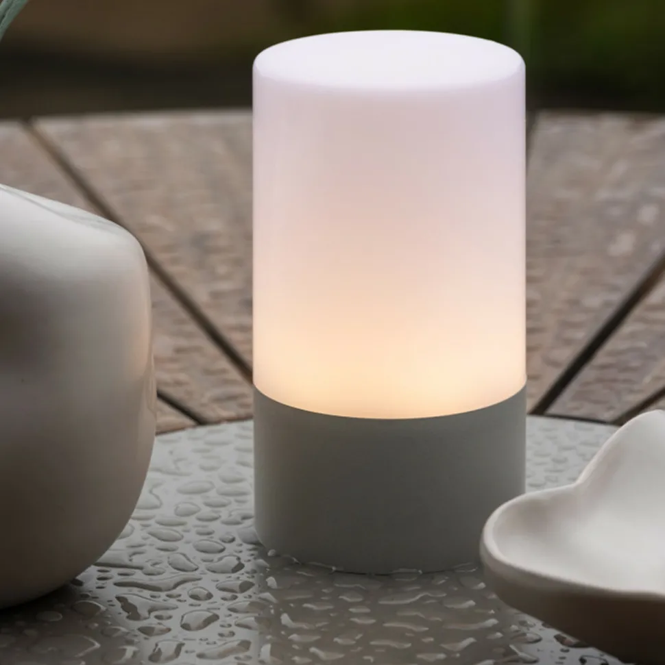 PARIS PRIX - Lampe à poser d'extérieur led "tubu" 18cm gris
