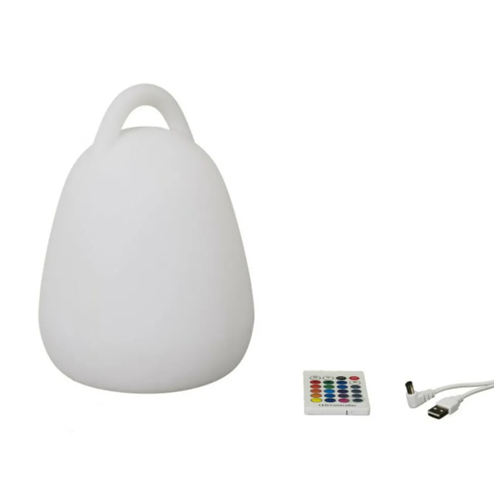 PARIS PRIX - Lampe à poser d'extérieur "télécommande" 25cm blanc