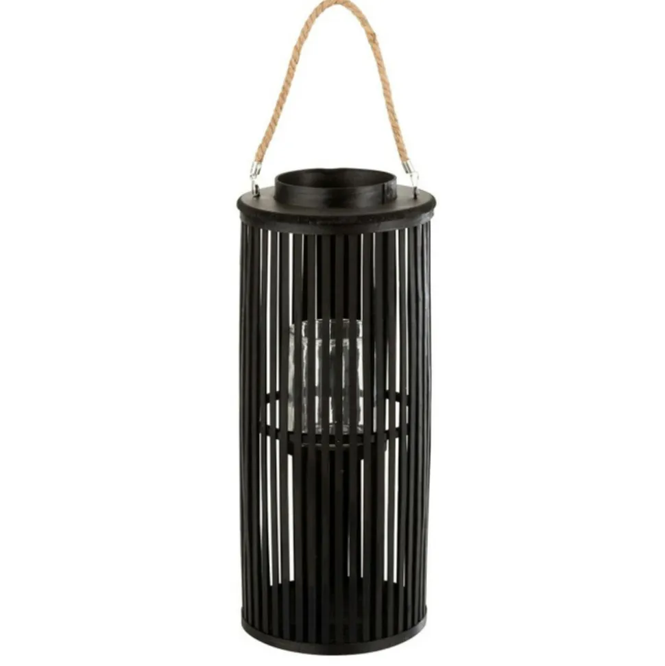 PARIS PRIX - Lanterne déco en bambou "tube" 60cm noir