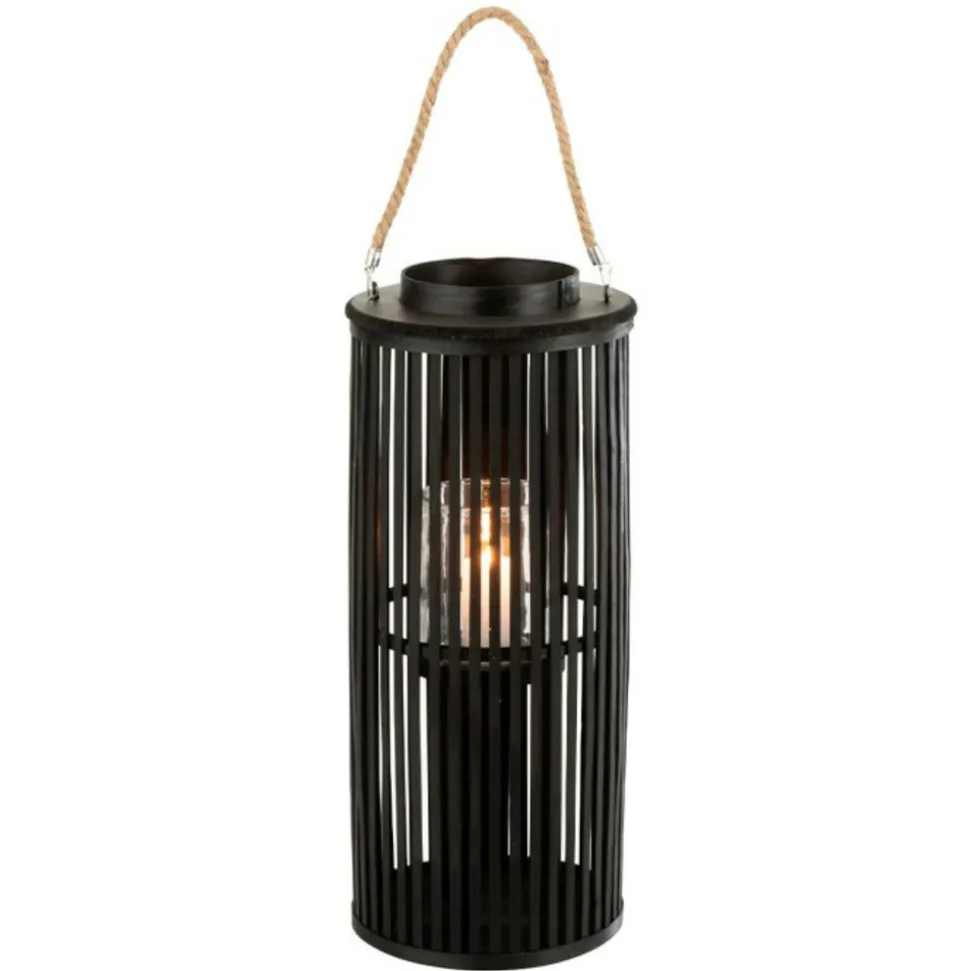 PARIS PRIX - Lanterne déco en bambou "tube" 60cm noir