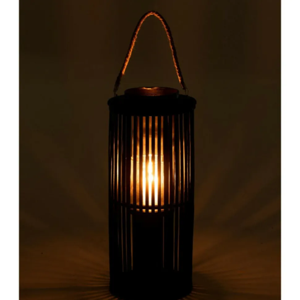 PARIS PRIX - Lanterne déco en bambou "tube" 60cm noir