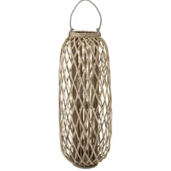 PARIS PRIX - Lanterne design en bois "willow" 96cm gris