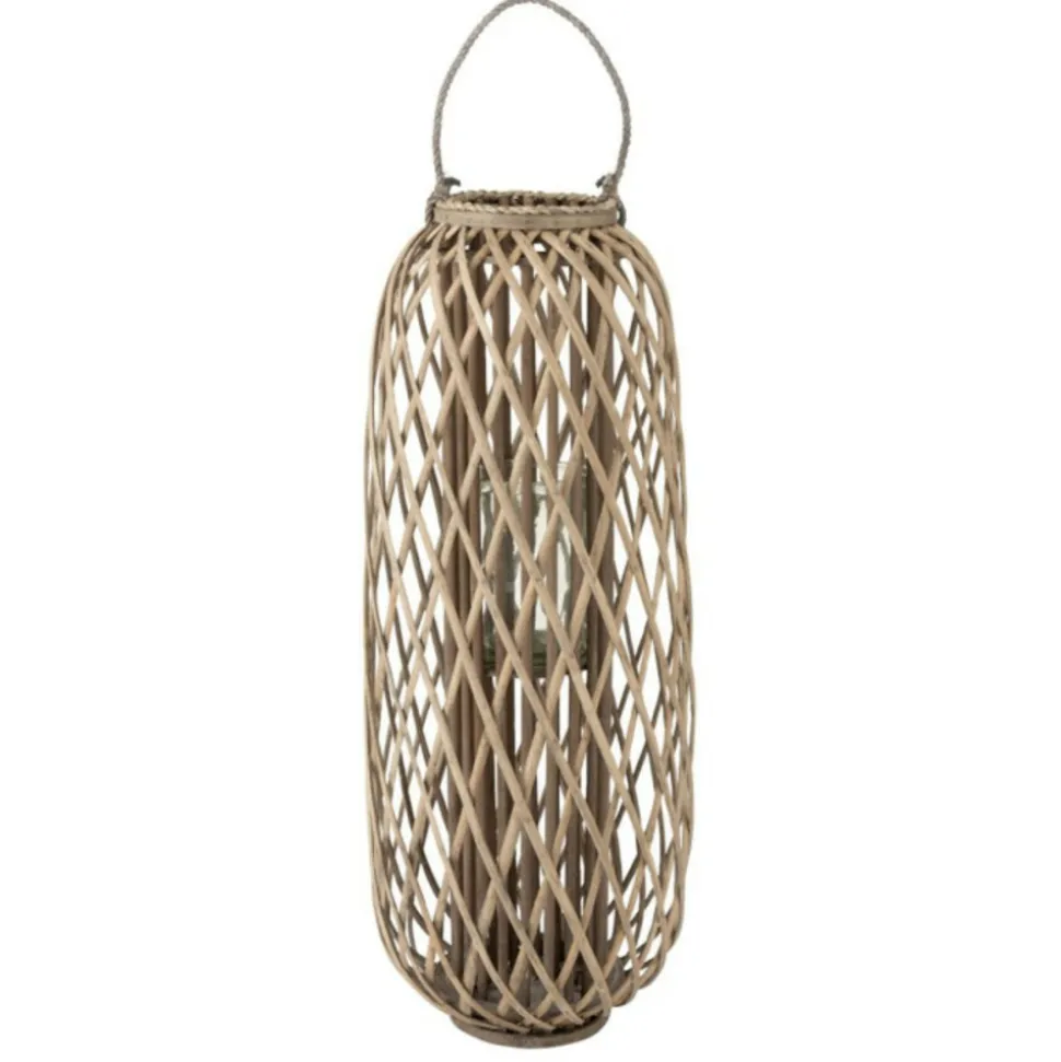 PARIS PRIX - Lanterne design en bois "willow" 96cm gris