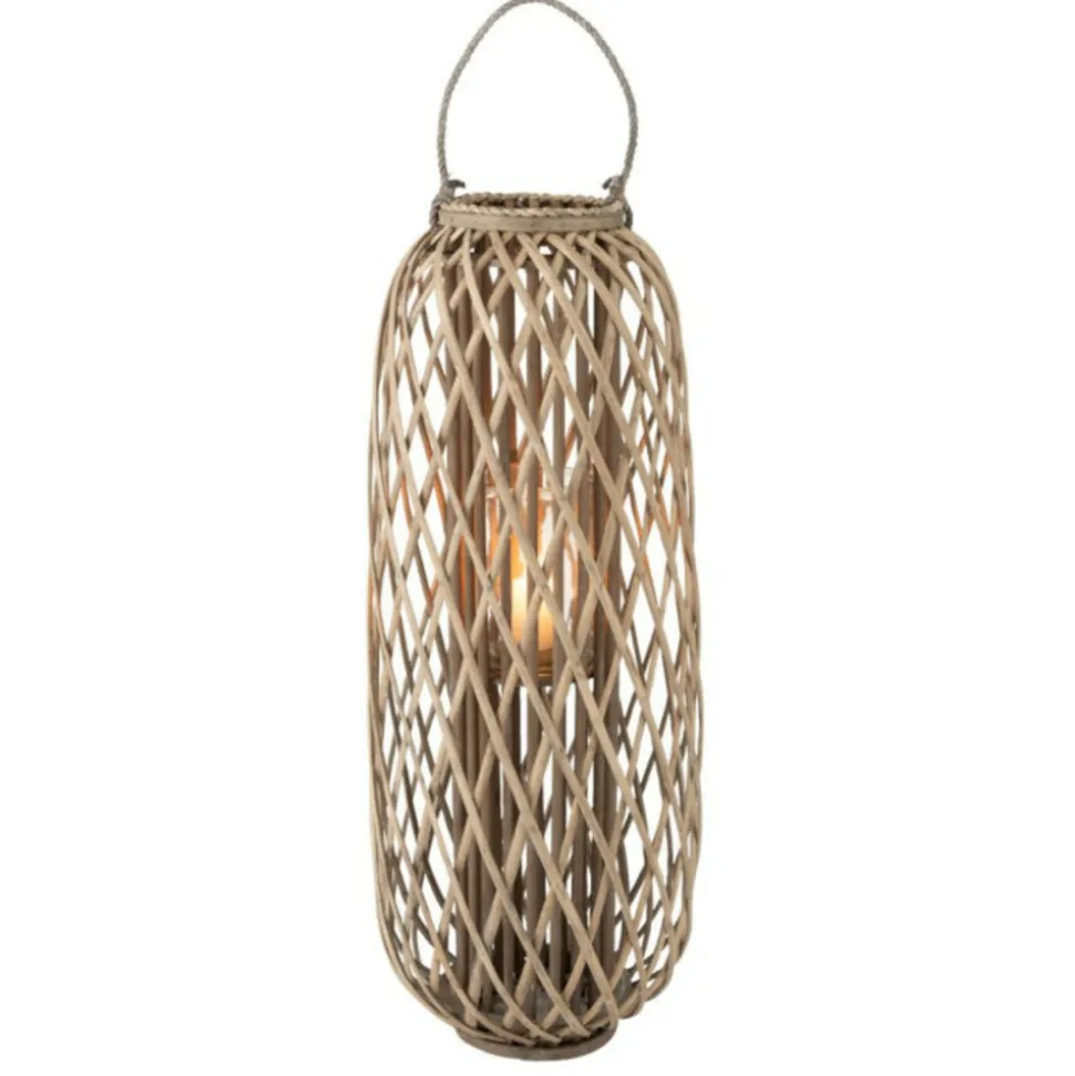 PARIS PRIX - Lanterne design en bois "willow" 96cm gris