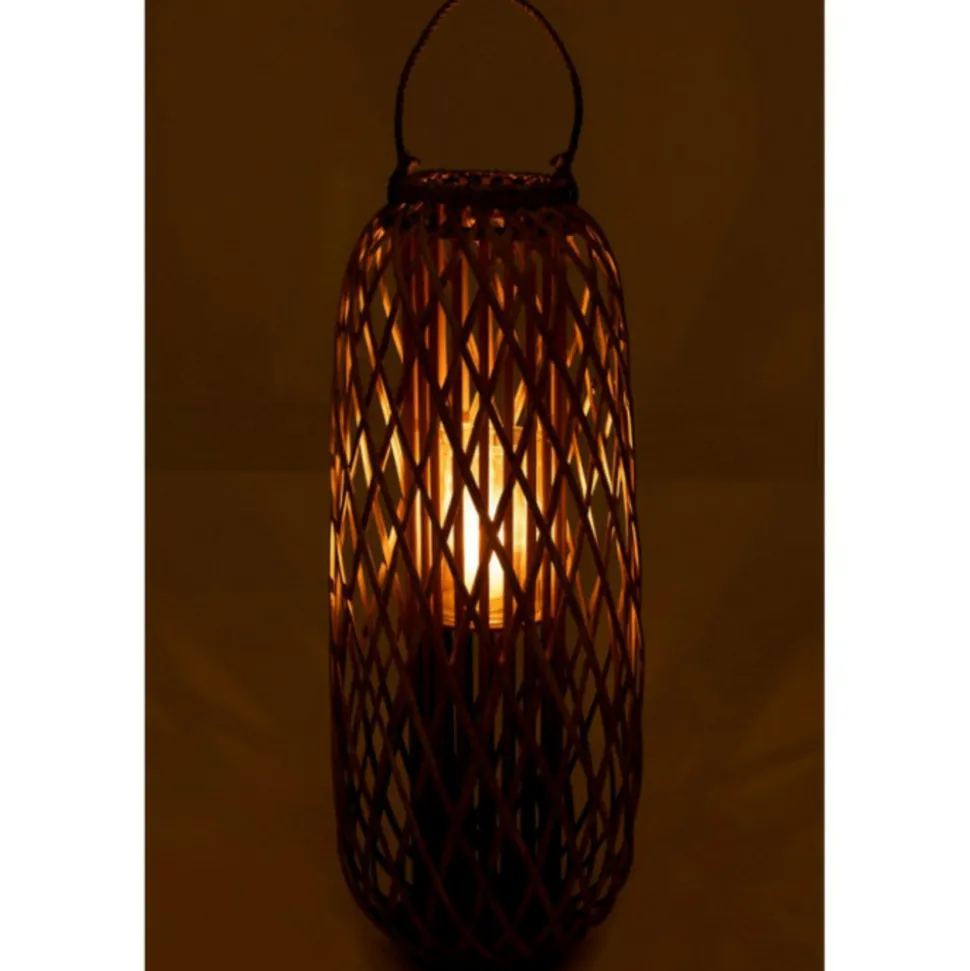 PARIS PRIX - Lanterne design en bois "willow" 96cm gris