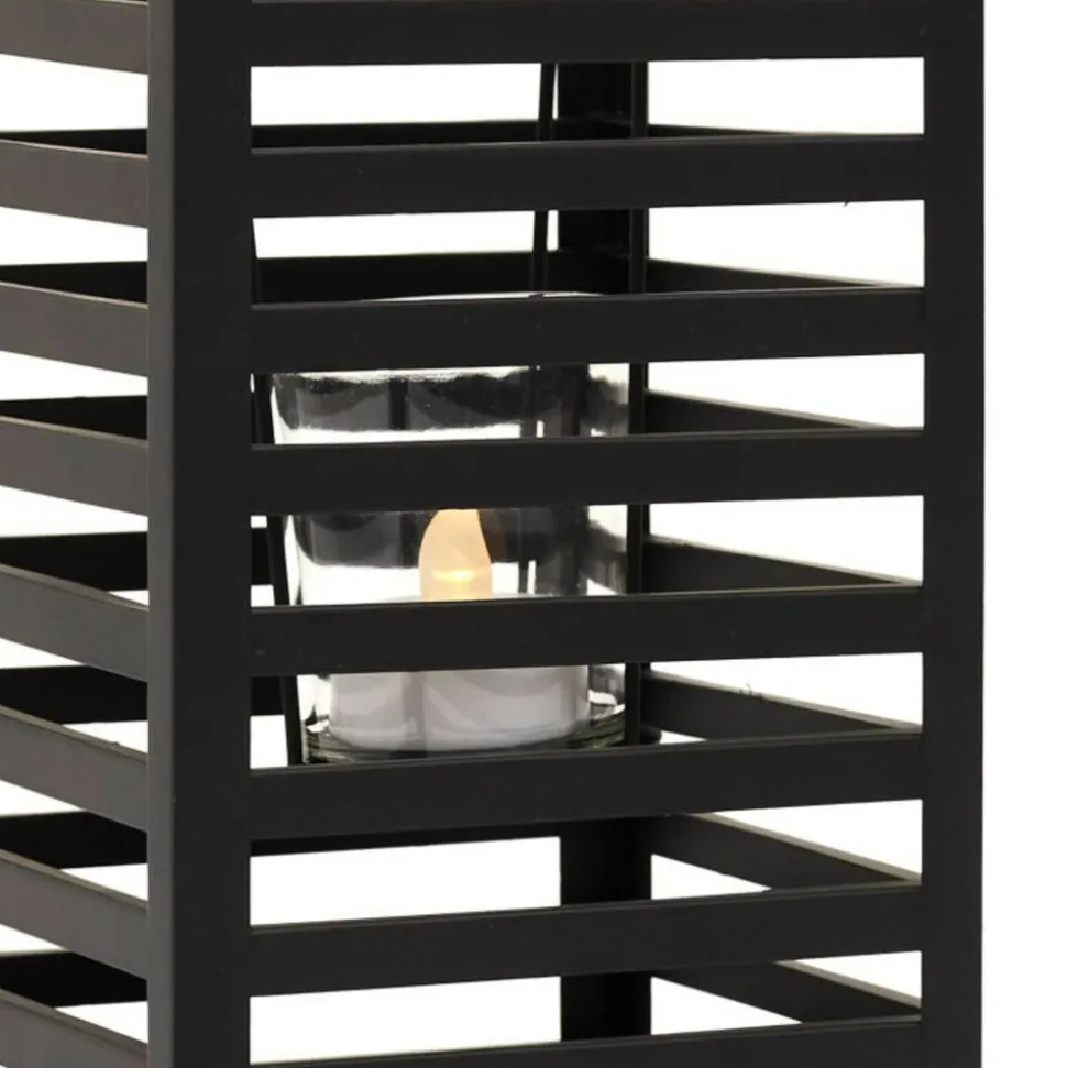 PARIS PRIX - Lanterne design en métal "black forest" 24cm noir