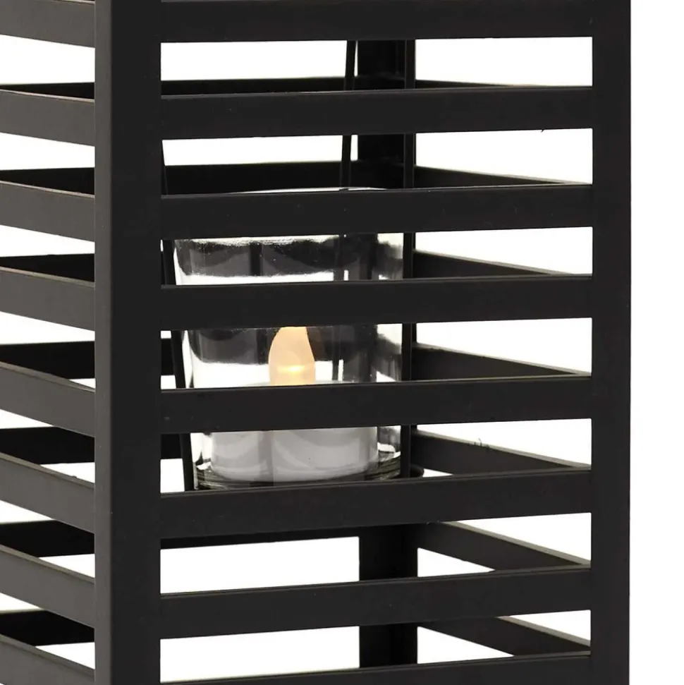 PARIS PRIX - Lanterne design en métal "black forest" 24cm noir