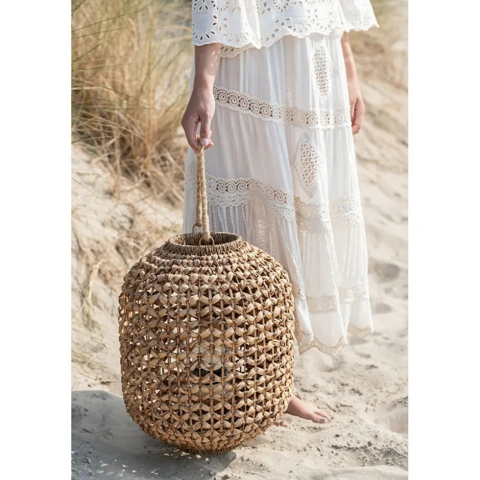 PARIS PRIX - Lanterne ronde déco "lena" 45cm naturel