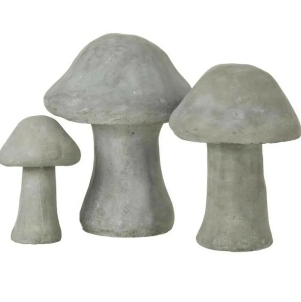 PARIS PRIX - Lot de 3 champignons déco "ciment" 19cm gris