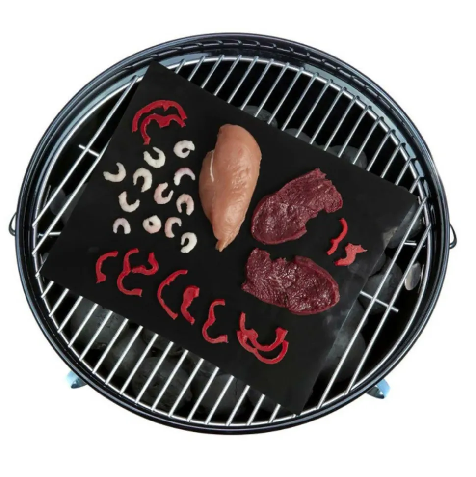 PARIS PRIX - Lot de 2 feuilles de cuisson "barbecue" 40cm noir