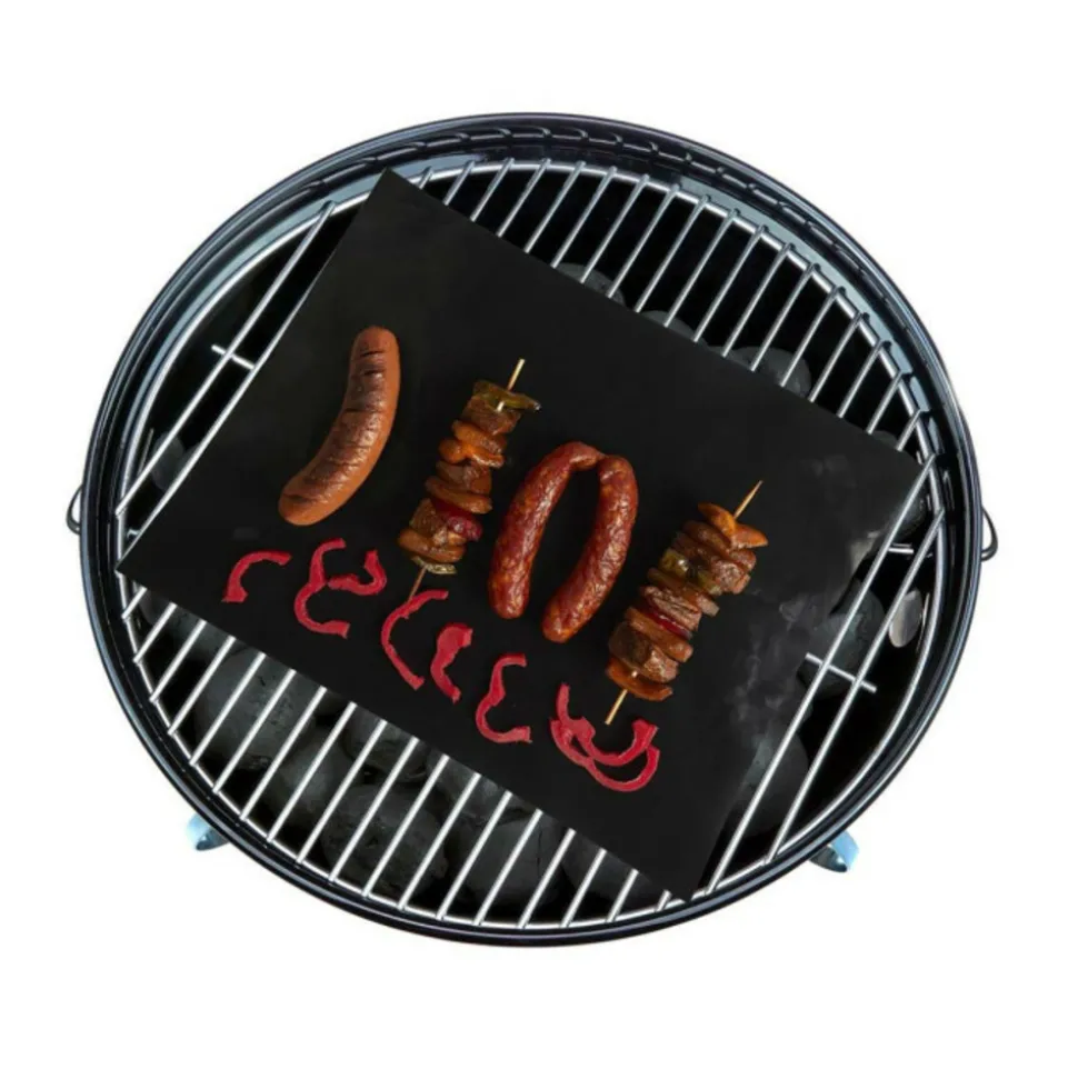 PARIS PRIX - Lot de 2 feuilles de cuisson "barbecue" 40cm noir