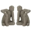PARIS PRIX - Lot de 2 serre-livres en ciment "assis" 25cm gris
