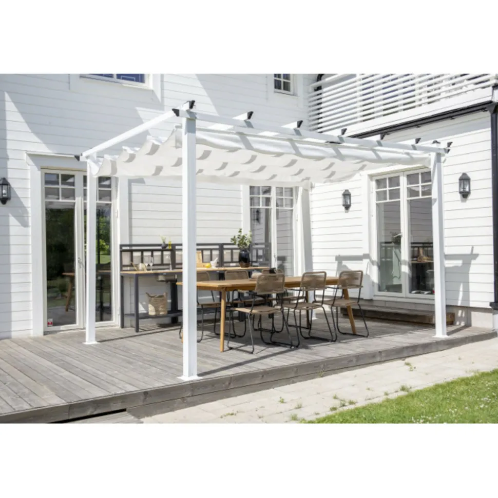 PARIS PRIX - Pergola avec toit "lazio" 345cm blanc