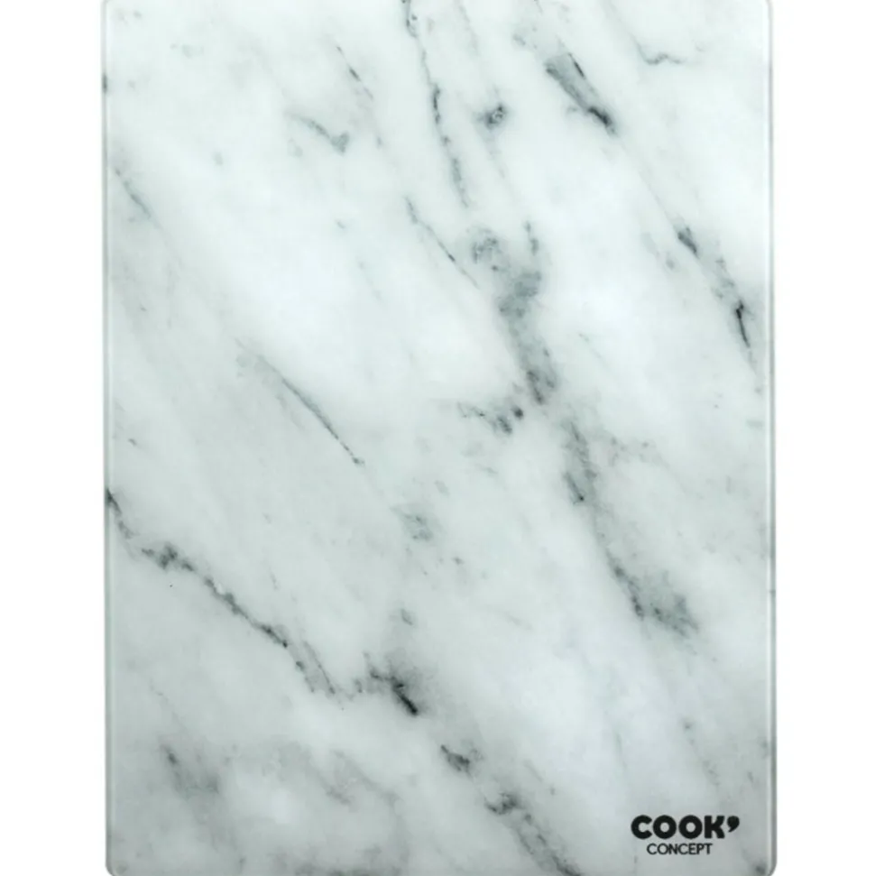 PARIS PRIX - Planche à découper en verre "marbre" 40cm blanc