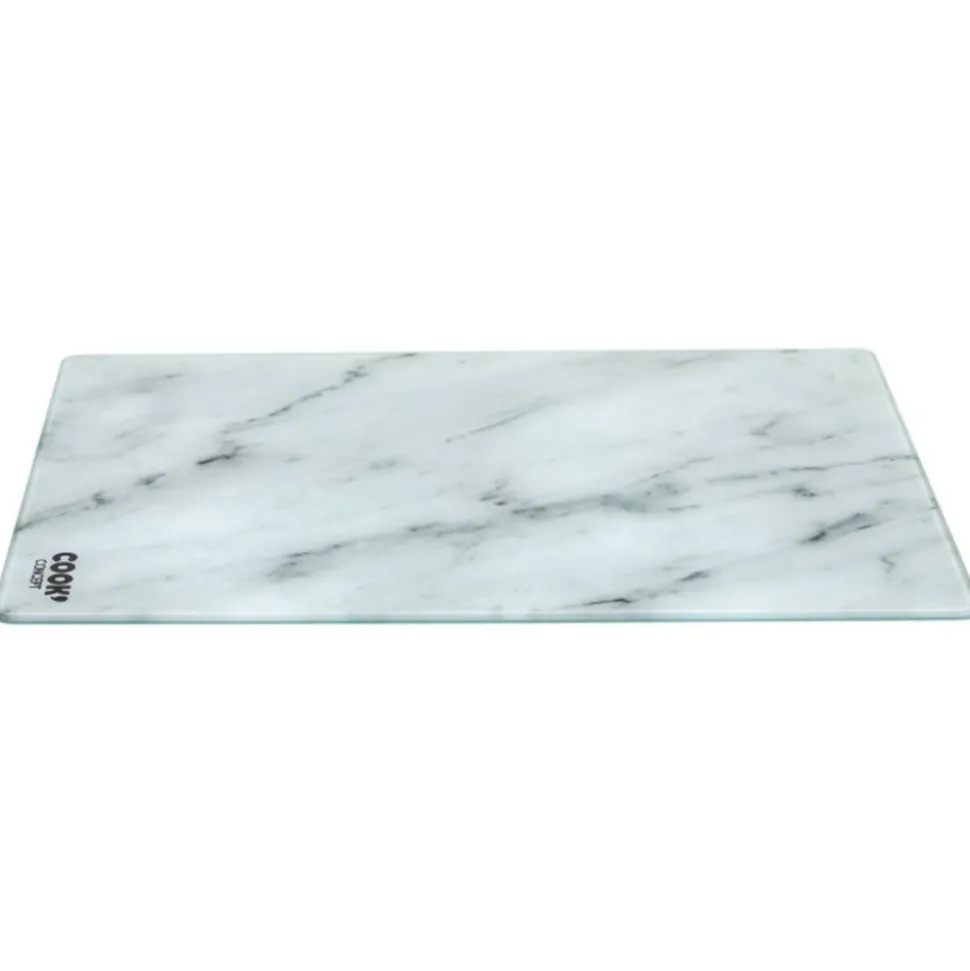 PARIS PRIX - Planche à découper en verre "marbre" 40cm blanc