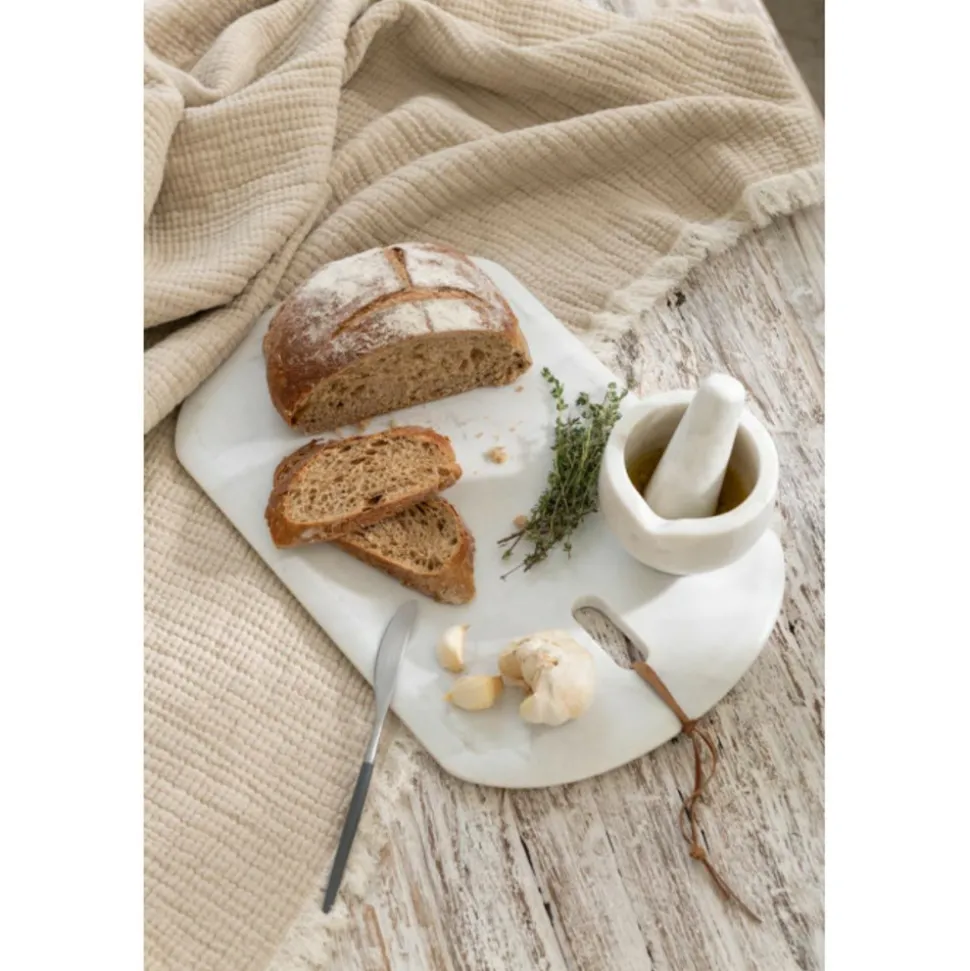 PARIS PRIX - Planche à découper en marbre "puglia" 45cm blanc