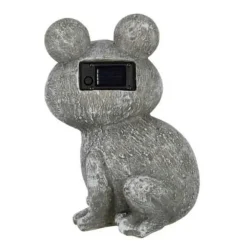 PARIS PRIX - Statuette déco "grenouille solaire" 22cm gris