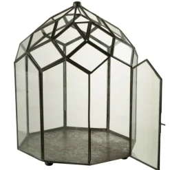 PARIS PRIX - Terrarium en verre vintage "brisla" 38cm noir