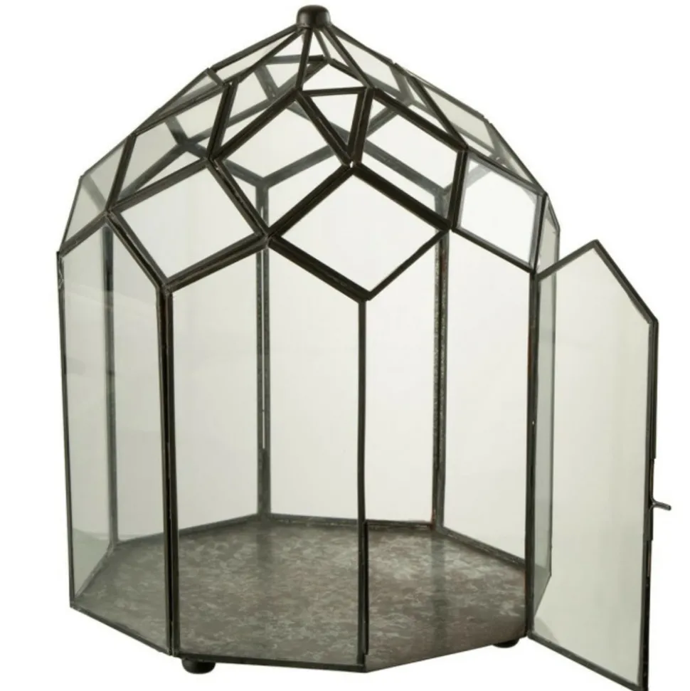 PARIS PRIX - Terrarium en verre vintage "brisla" 38cm noir