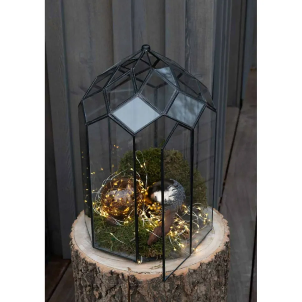 PARIS PRIX - Terrarium en verre vintage "brisla" 38cm noir