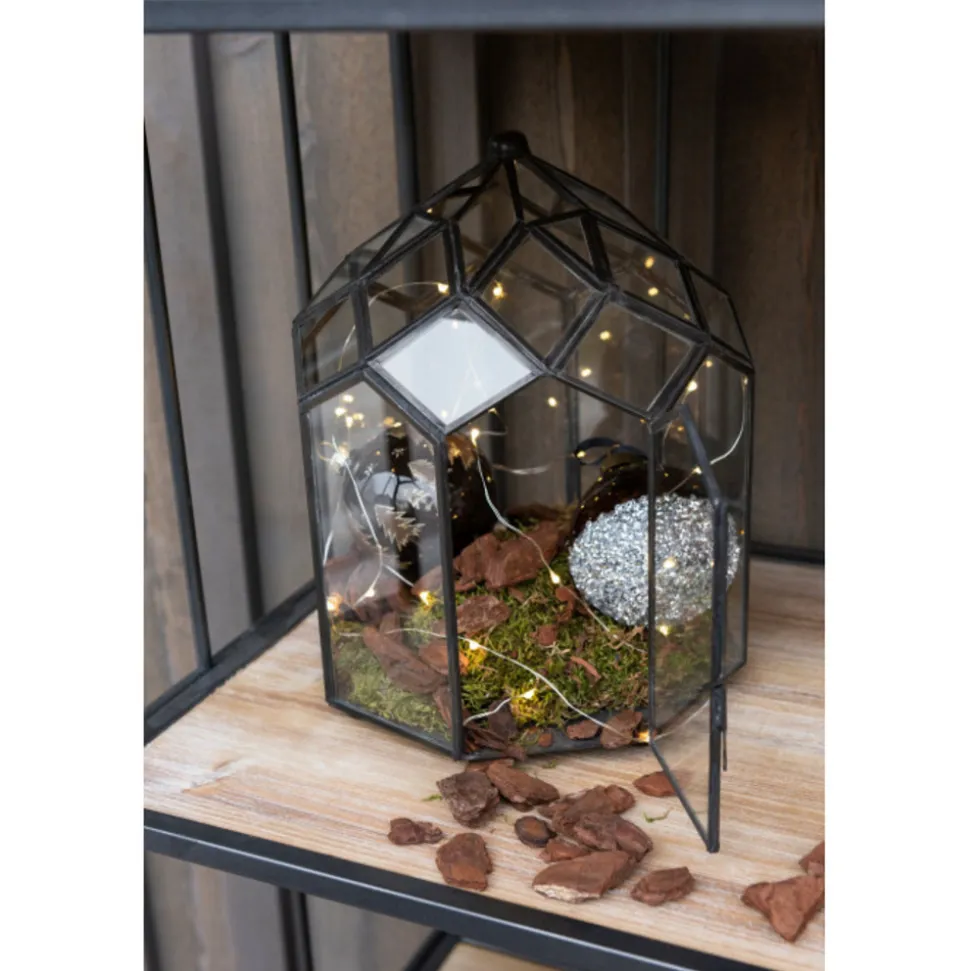 PARIS PRIX - Terrarium en verre vintage "brisla" 38cm noir