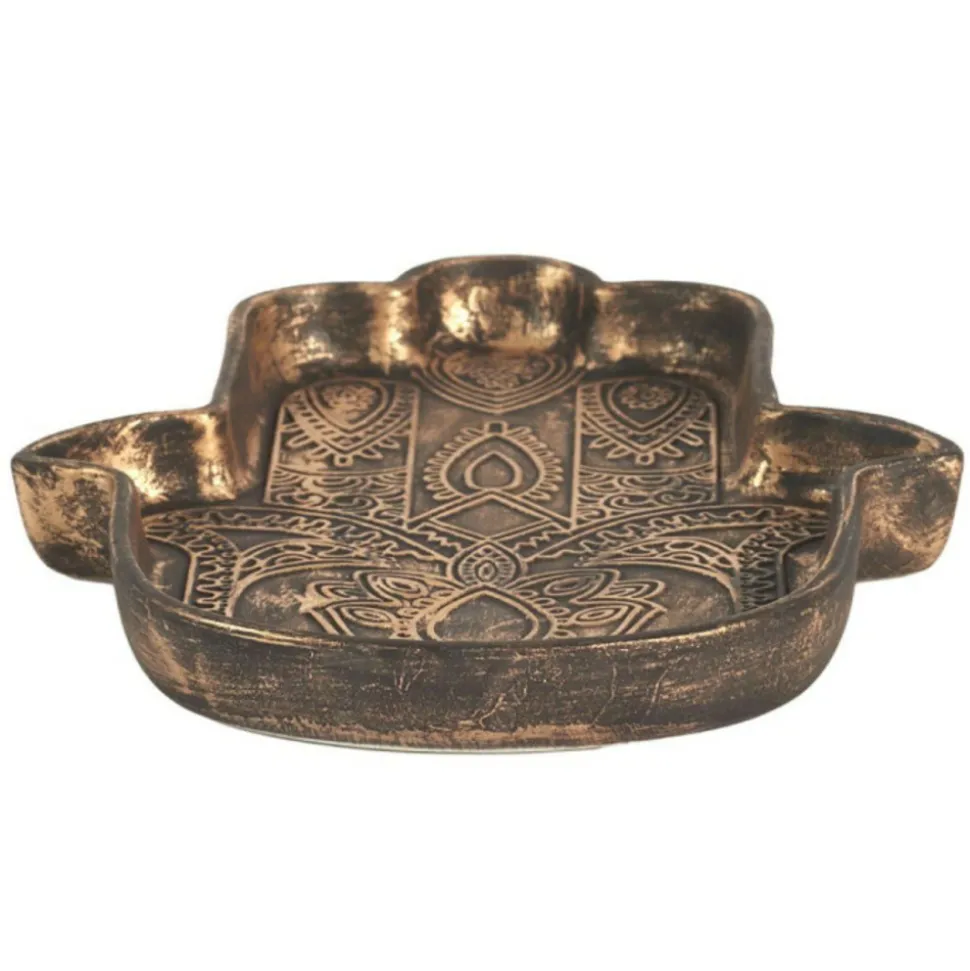PARIS PRIX - Vide-poche en céramique "main de fatma" 20cm marron
