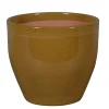 PASSION FOR POTTERY - Pot de fleurs Corsica 01F, grès émaillé, coloris beige - D.27xH.26cm