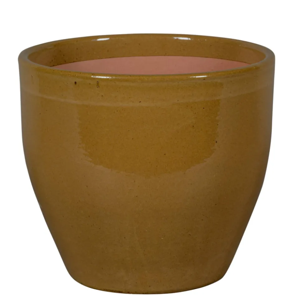 PASSION FOR POTTERY - Pot de fleurs Corsica 01F, grès émaillé, coloris beige - D.27xH.26cm