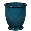 PASSION FOR POTTERY - Pot de fleurs émaillé Shanghai 13-01OB, coloris bleu oc - D.49xH.53cm