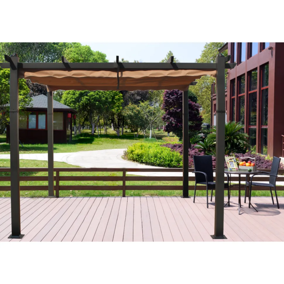 Pergola taupe 3x3m en aluminium gazebo