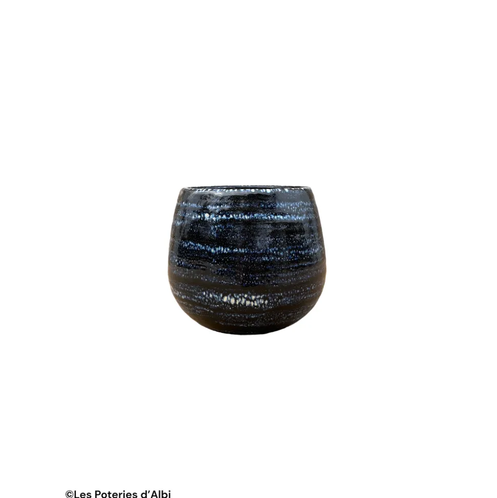 POTERIE D'ALBI - Pot Cancale, terre cuite émaillée, coloris nuit étoilée - D.14xH.14cm