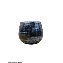 POTERIE D'ALBI - Pot Cancale, terre cuite émaillée, coloris nuit étoilée - D.17xH.17cm