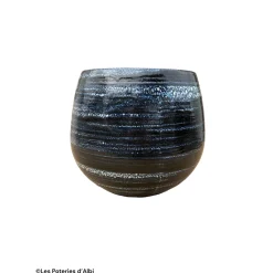 POTERIE D'ALBI - Pot Cancale, terre cuite émaillée, coloris nuit étoilée - D.25xH.27cm