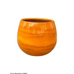 POTERIE D'ALBI - Pot Cancale en terre cuite émaillée, coloris savane - D.17xH.17cm