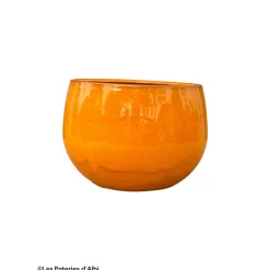 POTERIE D'ALBI - Pot Lisere en terre cuite émaillée, coloris savane - D.20xH.17cm