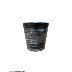 POTERIE D'ALBI - Pot Odyssée, terre cuite émaillée, coloris nuit étoilée - D.18xH.18cm