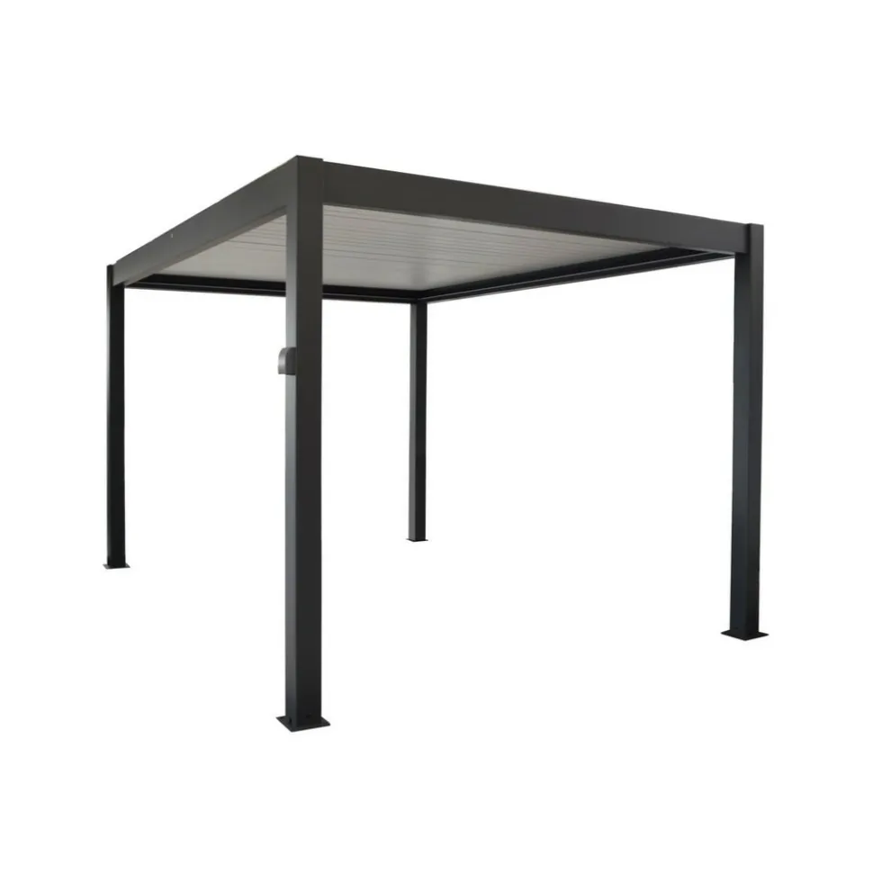 PROLOISIRS - Pergola autoportée bioclimatique autonome zéphir 3 x 4 m solaire en aluminium - grey