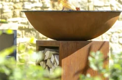QUOCO - Brasero piatto medium corten ø84 + grille + spatule + housse