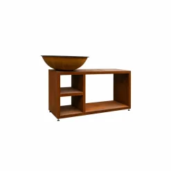 QUOCO - Brasero piatto tavolo medium corten ø84 + grille + spatule + housse