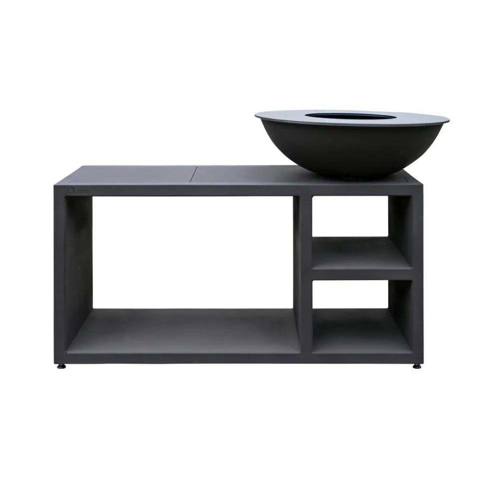 QUOCO - Brasero piatto tavolo medium noir ø84 + grille + spatule + housse