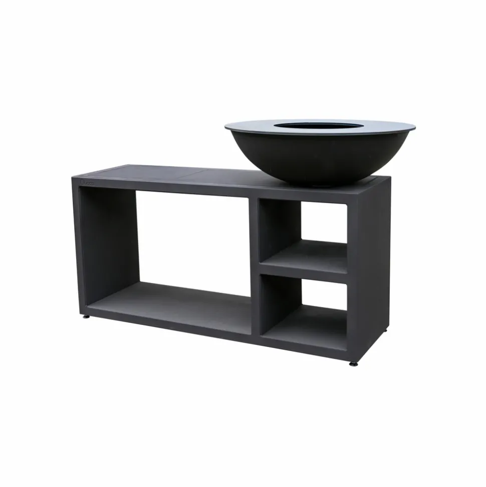 QUOCO - Brasero piatto tavolo medium noir ø84 + grille + spatule + housse