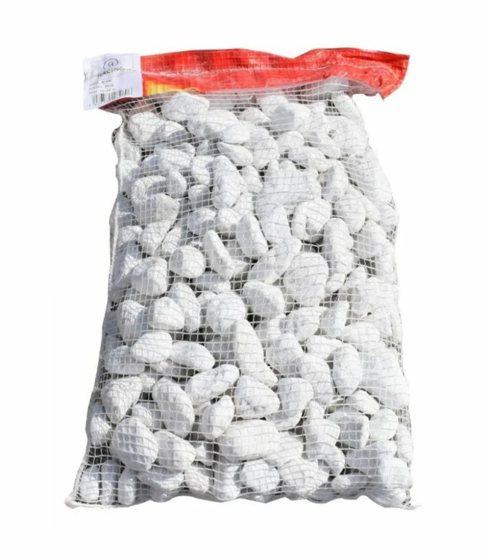RACINE - Galet marbre blanc pur 25-40mm, 10 filets de 20 kg - f-pai051-10x20