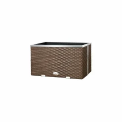 RATTAN ART - Jardinière en résine tressée avec cadre en aluminium 70 x 38 x 40 cm
