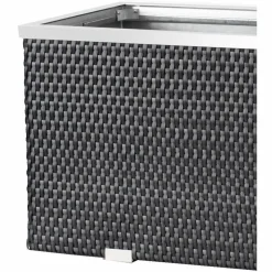 RATTAN ART - Jardinière en résine tressée avec cadre en aluminium 70 x 38 x 40 cm
