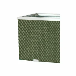 RATTAN ART - Jardinière en résine tressée avec cadre en aluminium 98 x 25 x 34 cm vert
