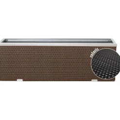 RATTAN ART - Jardinière en résine tressée avec cadre en aluminium 98 x 25 x 34 cm noir